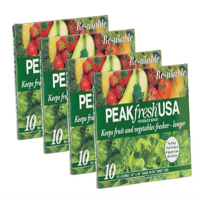 2 set- Peak Fresh Reusable Produce Bags, Set of 4, 40 Bags Total