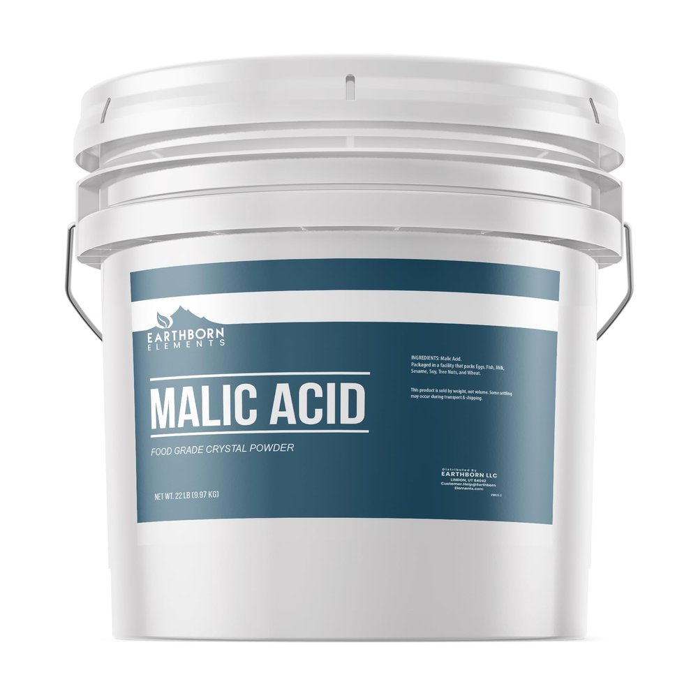 Earthborn Elements Malic Acid Powder, 3.5 Gallon Bucket, Used in Food, Drinks & Candy, Resealable Container (22 Pound)