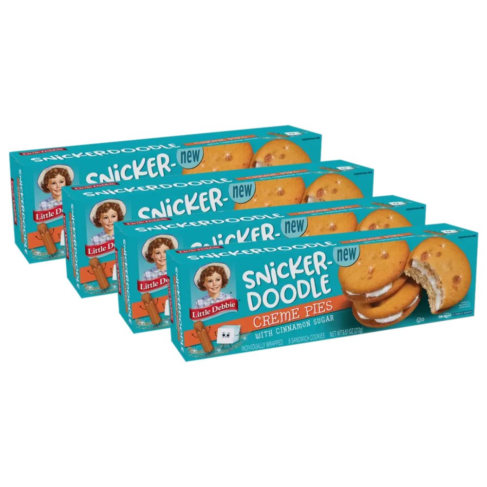 Little Debbie Snickerdoodle Creme Pies with Cinnamon Sugar - Pack of 4 Boxes with 8 Pies Each - 32 Total Cookie Pies, 8 Count (Pack of 4), 9.57 ounces, 1