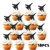 18pcs Black Glitter Military Airplane Dessert Cupcake Topper Aviation Flying Theme Decor Supplies Baby Shower Children Boy Girl Happy Birthday Party Decorations view 3