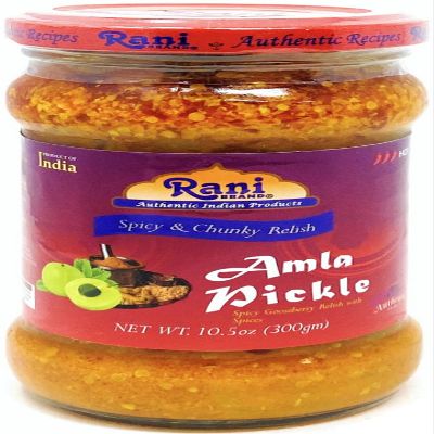 Rani Amla Pickle (Spicy Gooseberry Relish with Spices) 10.5oz (300g) Glass Jar ~ Vegan | Gluten Free | NON-GMO | No Colors | Popular Indian Condiment, Indian Origin