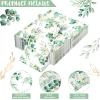 100 Pcs Eucalyptus Napkins 3 Ply Disposable Eucalyptus Leaf Paper Green Leaves Guest Towels Cocktail Napkins Greenery Paper for Home Party Birthday Baby Shower(8 x 4.3 Inch Folded) view 3