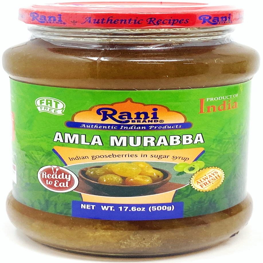 Rani Amla Murabba (Indian Gooseberries in Sugar Syrup) 17.5oz (1.1lbs) 500g Glass Jar ~ All Natural | Vegan | Gluten Free | NON-GMO | No Colors | Popular Indian Condiment, Indian Origin