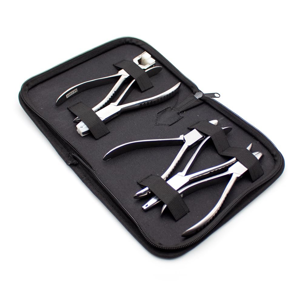 5Pcs Stainless Steel Optic Eye Glasses Optician Eyeglasses Frame Repair Optical Pliers Tools Kit with Black Portable Bag