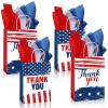 16 Pcs Patriotic Thank You Gift Bags with 18 Red White Blue Tissue Paper American Flag Party Favor USA Paper Treat Goodie Bags with Handle for 4th of July Veterans Memorial Independence Day Party view 1