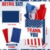 16 Pcs Patriotic Thank You Gift Bags with 18 Red White Blue Tissue Paper American Flag Party Favor USA Paper Treat Goodie Bags with Handle for 4th of July Veterans Memorial Independence Day Party view 2