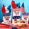 16 Pcs Patriotic Thank You Gift Bags with 18 Red White Blue Tissue Paper American Flag Party Favor USA Paper Treat Goodie Bags with Handle for 4th of July Veterans Memorial Independence Day Party view 4
