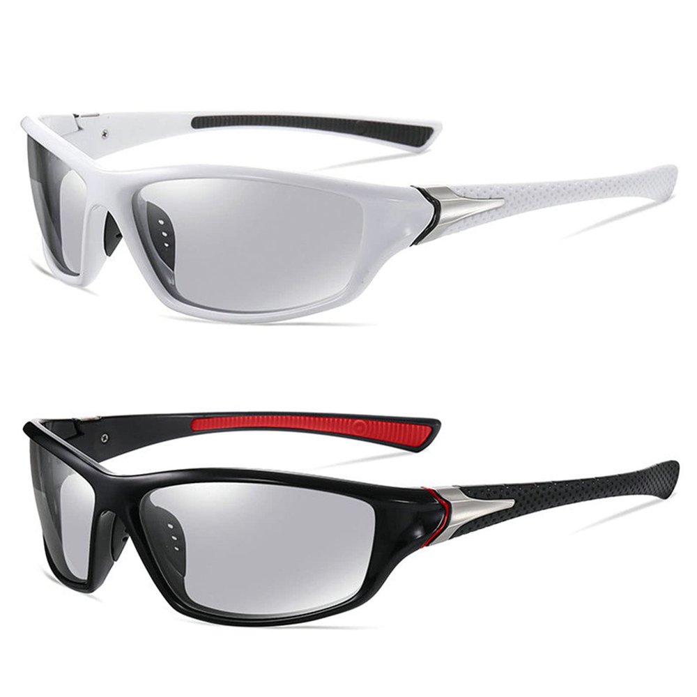 2pcs Men's Sports Cycling Photochromic Reading Glasses Full Lens driving Presbyopic Sunglasses UV400-Non Bifocal (2PCS-red&white, 1.75, multiplier_x)