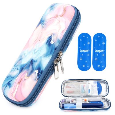 YOUSHARES Insulin Cooler Travel Case with 2 TSA Approved Ice Pack - Diabetic Carrying Cooling Bag for Insulin Pen and Diabetic Supplies Handy Medication Insulated (Quicksand Pink)