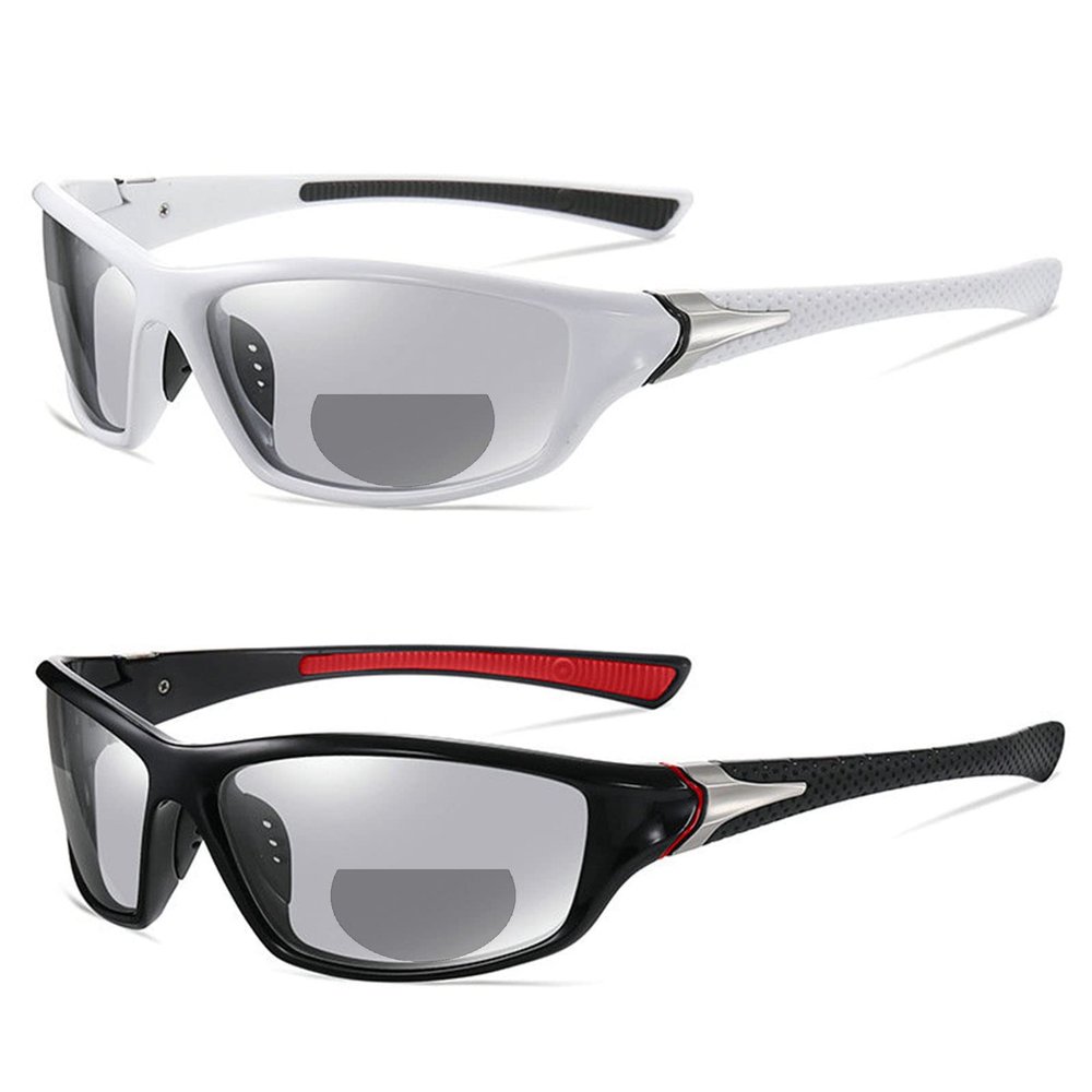 2pcs Transition Photochromic Bifocal Reading Glasses for Men Women Square Sports driving Sunglasses Readers (2PCS-red&white, 0, multiplier_x)
