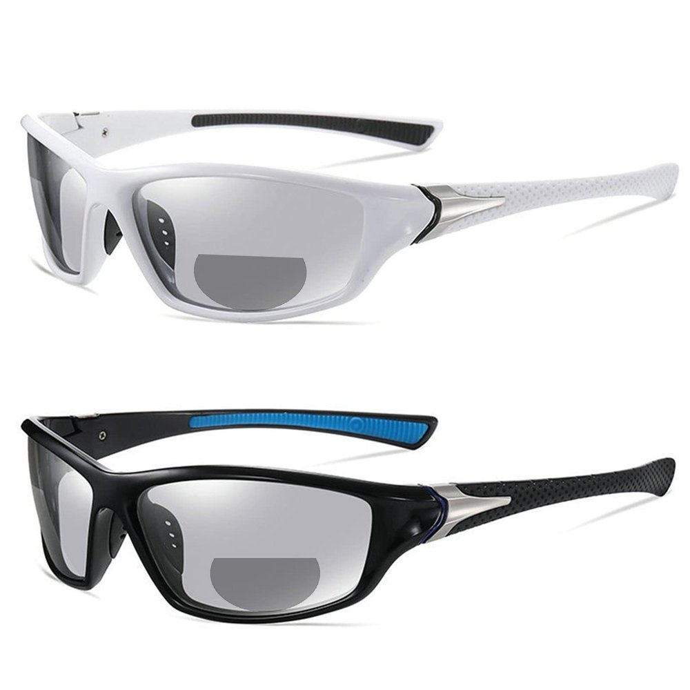2pcs Transition Photochromic Bifocal Reading Glasses for Men Women Square Sports driving Sunglasses Readers (2PCS-blue&white, 4.0, multiplier_x)