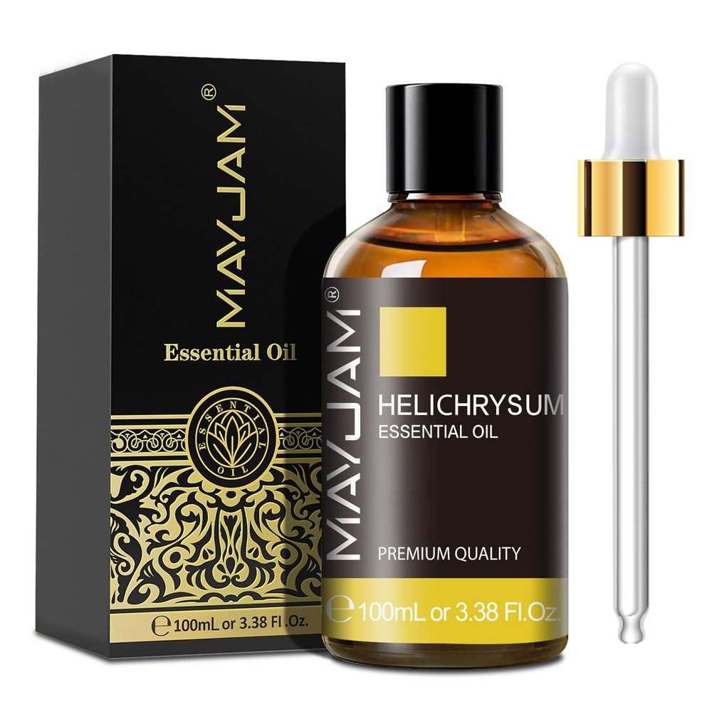 Helichrysum Essential Oil, MAYJAM Pure Essential Oils for Diffusers, 3.38FL.OZ/100ML Large Volume Helichrysum Oil with Premium Glass Dropper