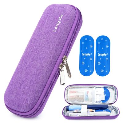 YOUSHARES Insulin Cooler Travel Case - Small EVA Diabetic Travel Case Portable Cooling Bag for Medication Cooling Insulation, Epi Pen Carrying Bag with 2 Diabetes Ice Packs (Purple)