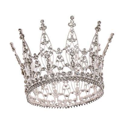 Vintage Rhinestone Crown Cake Topper Birthday Party Prom Decor For Pageant Wedding Halloween Christmas Crown (Silver)