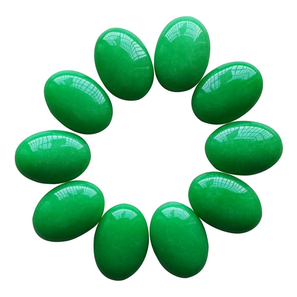 LKXHarleya 20pcs Natural Healing Stone Malaysian Jade Oval Gemstone Crystal for Jewelry Making Home Decor