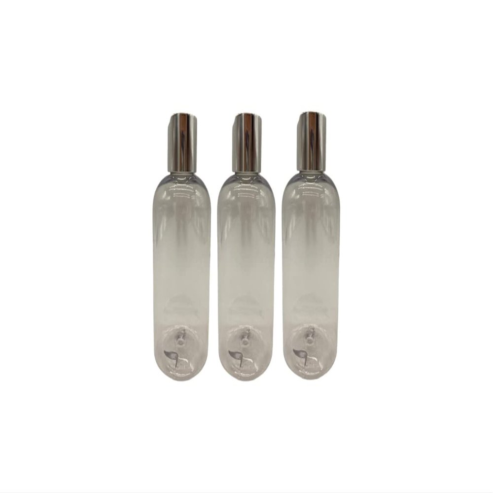 Natural Farms 3 pack- 8 oz Clear PET Boston Round Plastic Bottle with Silver Disc Cap