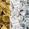 Approx. 180 Pcs Bulk Candy Promotional Products Business Logo or Photo, Candy Buffet Supplies (Personalized Miniatures, Bulk Kisses and Peanut Butter Cups) - Gold & Silver view 2