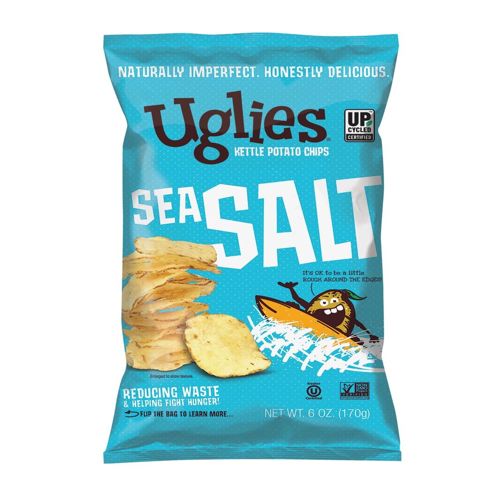 UGLIES Kettle-Cooked Potato Chips, Gluten-Free Snacks, Kosher-Friendly Chips, Non-GMO Snacks for Kids or Office, Lunch Snacks, Individual Snack Packs, Sea Salt Potato Chips, 6 Oz. Each, Pack of 12