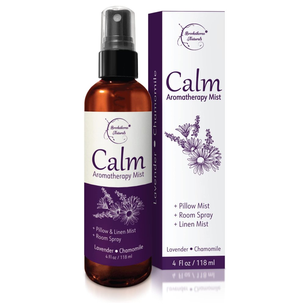Calm Aromatherapy Mist with Lavender & Chamomile Essential Oil. Natural Sleep & Pillow Spray, Room & Linen Mist. Lavender Spray Air Freshener for Relaxation & Sleep - Brookethorne Naturals