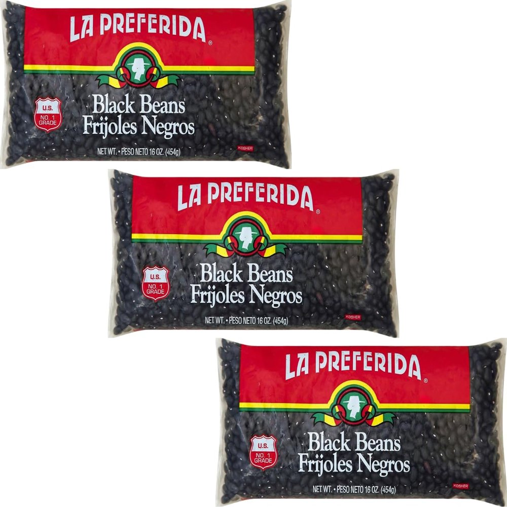 La Preferida Dry Black Beans (Plant-Based Protein with 12 Servings per Bag)  Hearty, Budget-Friendly Staple for Vegan & Vegetarian Meals, 1lb bag (Pack of 3)