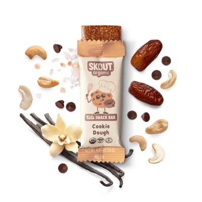 Skout Organic Cookie Dough Kids Snack Bars (18 Pack) | Organic Kids Snack Bars | School Snacks & Lunch Snacks | Vegan & Paleo | Gluten, Dairy, Grain, Peanut Free