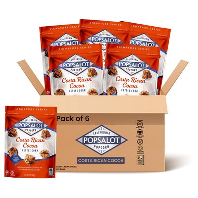Popsalot - Gourmet Popcorn | Flavored Popcorn | Oven-Baked | Gluten-Free | Air-Popped | Oil-Popped (Costa Rican Cocoa, Pack of 6)