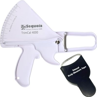 TrimCal 4000 Sequoia Fitness Trimcal 4000 Body Fat Caliper with Body Measure Tape & Fat% Chart (White & Black), 1.0 Count