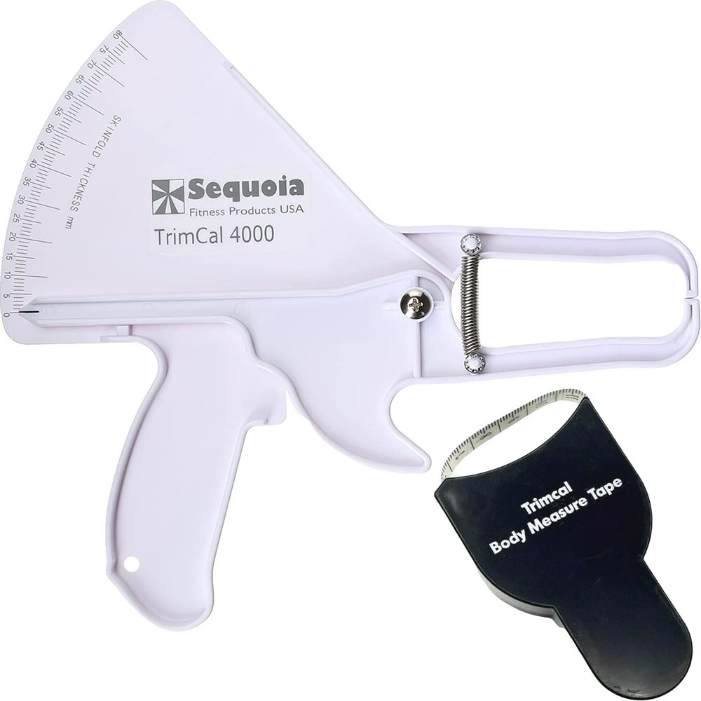 TrimCal 4000 Sequoia Fitness Trimcal 4000 Body Fat Caliper with Body Measure Tape & Fat% Chart (White & Black), 1.0 Count