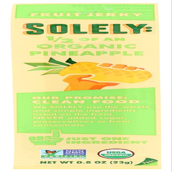 Solely 1/2 of an Organic Pinapple Fruit Jerky, Just 1 Ingredient, No Preservatives, No Added Sugar, Kosher, USDA Certified Organic, Non-GMO, 0.8 Ounce (Pack of 12)