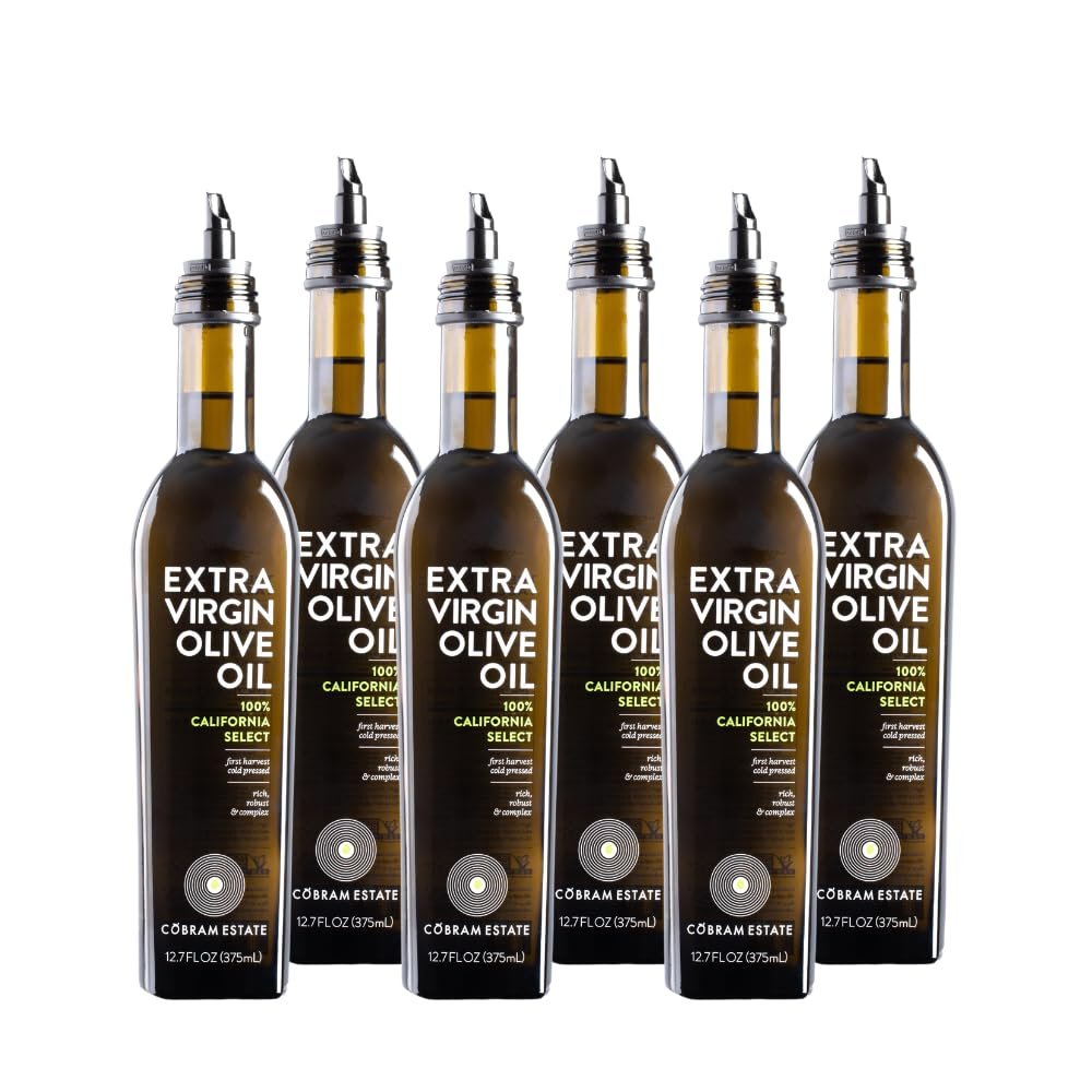 Cobram Estate California Select Extra Virgin Olive Oil - First Cold Pressed, Non-GMO, Keto Friendly, High in Antioxidants, Fruity & Balanced - Cold Pressed Olive Oil Bottle EVOO - 375 ml (Pack of 6)