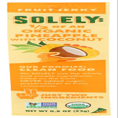 Solely 1/2 of an Organic Pineapple with Coconut Fruit Jerky, Just 2 Ingredients, No Preservatives, No Added Sugar, Kosher, USDA Certified Organic, Non-GMO, 0.8 Ounce (Pack of 12)