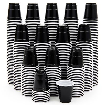 Lilymicky 600 PACK 2 oz Plastic Shot Glasses, Mini Black Disposable Shot Cups for Parties, Carnivals, and Any Events
