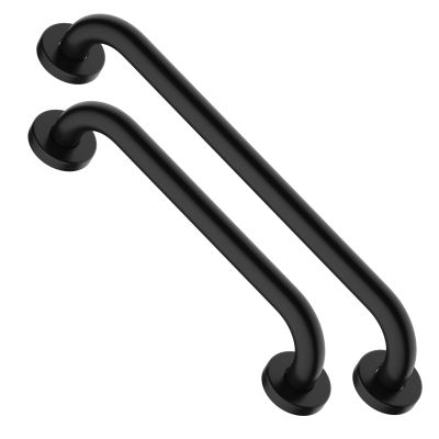 12 Inch & 16 Inch Matte Black Shower Grab Bar-1" Diameter, iMomwee Stainless Steel Elderly Safety Bars, Bathroom Shower Balance Bar, Wall Handrail Support, Handicap Senior Disabled Assist Bath Handle