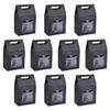 Queenbox 10 Pcs 15x9.8x5.8cm Kraft Paper Gift Boxes with Clear Window and Handle, Stand Up Gift Bag Empty Food Packing Boxes Jewelry Packaging, Black view 3