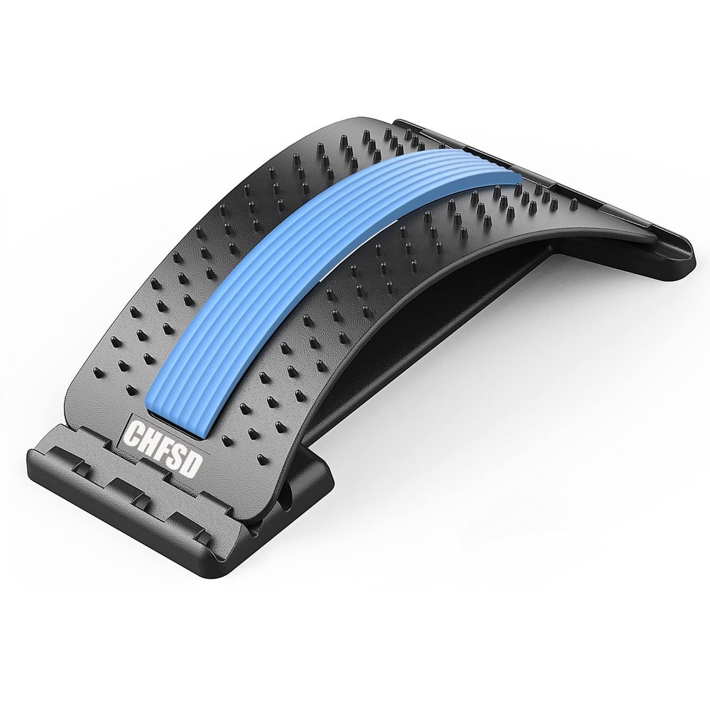 CHFSD Multi-Level Lower Back Cracker / Stretcher Device for Pain Relief, Lumbar Support Spine Board with 3 Adjustable Settings for Bed, Chair & Car with Massager