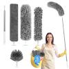 Tiumso Microfiber Feather Duster 5-in-1 Kit, Dusters for Cleaning, Duster with Extension Pole 100 Inches, Cobweb Duster, Microfiber Dusters for High Ceilings and Fans, Blinds, Cars and Furniture view 1