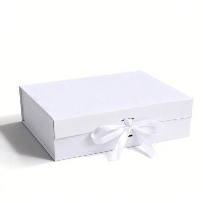 Gift Box,White Gift Box,10.2x7.4x3.1 Inches Gift Boxes with Ribbon and Magnetic Closure for Wrapping Gifts (White)