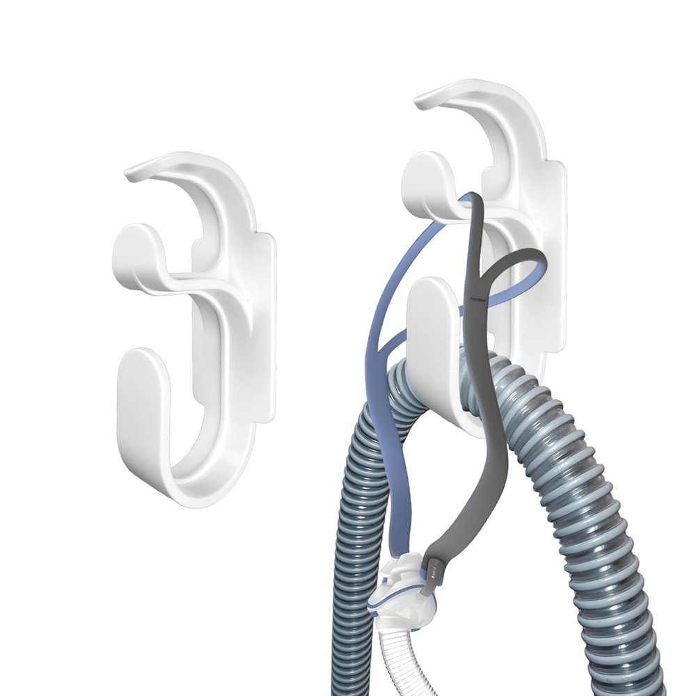 KAEDLEY CPAP Hose Hanger for Bed with Anti-Unhook Feature CPAP Hose Mask Holder Hook Prevents CPAP Tube Leaks and Hoses Tangled Together You to Sleep Better (2 Pieces, White)