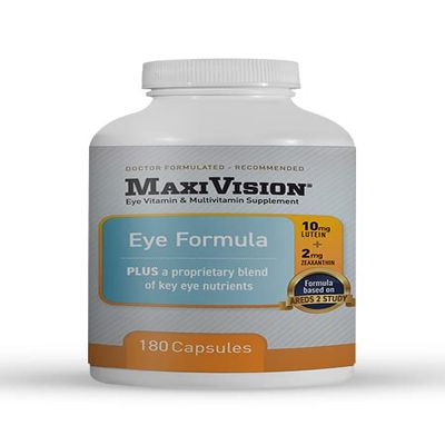 MaxiVision Eye Formula - Eye Vitamin Based on AREDS 2 Study - Age-Related Macular Support (1 B, 180 Capsules)