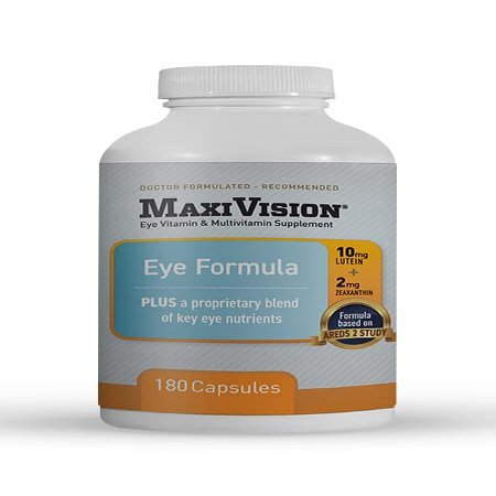 MaxiVision Eye Formula - Eye Vitamin Based on AREDS 2 Study - Age-Related Macular Support (1 B, 180 Capsules)