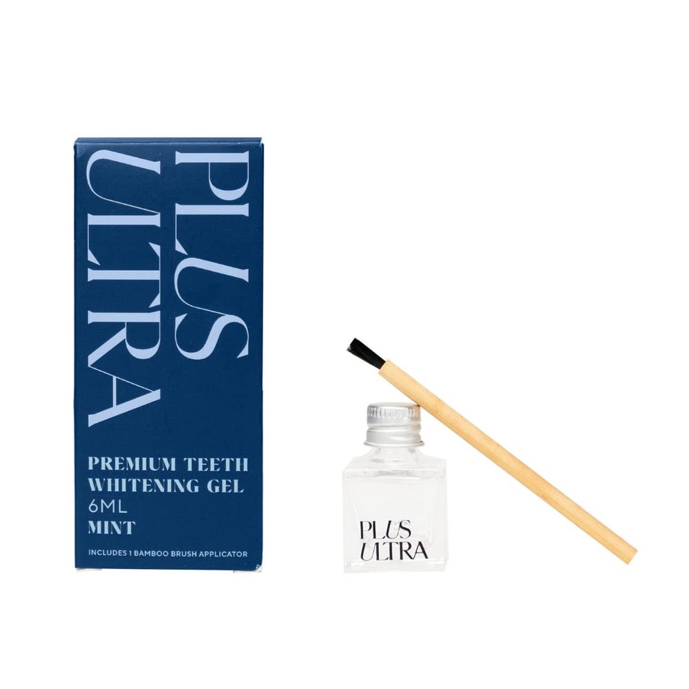 Plus Ultra Teeth Whitening Gel, 35% Carbamide Peroxide, Sensitive Teeth Whitening, Mint Flavored and Protects Enamel, Gentle, Dentist-Approved, and Sodium Hydroxide with Bamboo Brush Applicator
