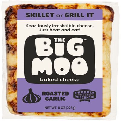 THE BIG MOO Baked Cheese ROASTED GARLIC | Bundle of 3 | 8 oz cheese block | Healthy Snacks | Keto Food | Keto Friendly Snack | Gluten-free | Protein Snacks | Low Carb | Sugar-free | Atkins Snack | Diabetic Snacks | Easy Cheese | Fat Bomb | Carnivore 