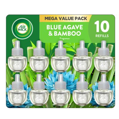 Air Wick Plug in Scented Oil Refill, 10ct, Blue Agave and Bamboo, Air Freshener, Essential Oils