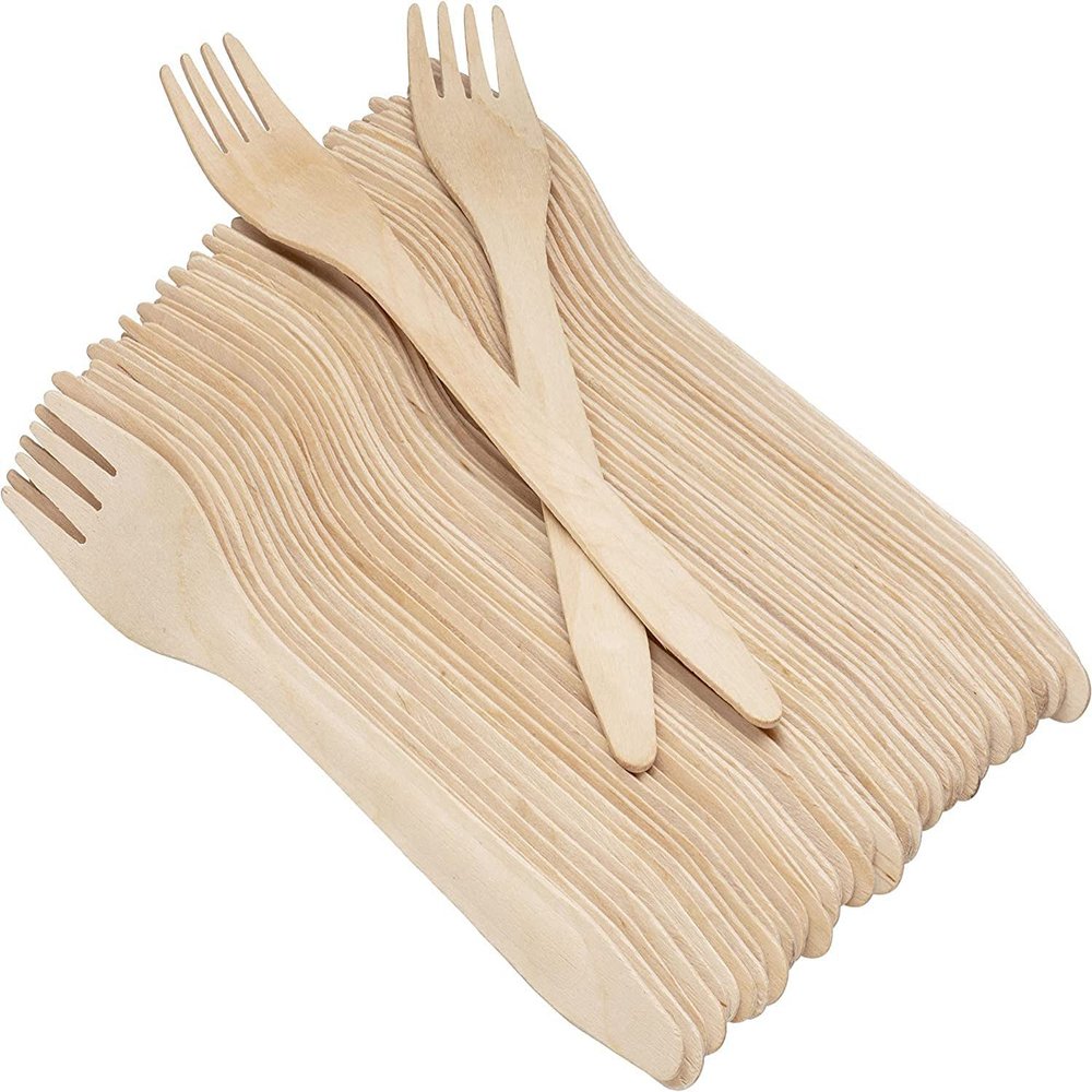 Perfect Stix 100 Pack Disposable Wooden Forks. 6 Inches Long With Longer Prongs.100% All-Natural, Eco-Friendly, Biodegradable and Compostable. Pack of 100 Forks.