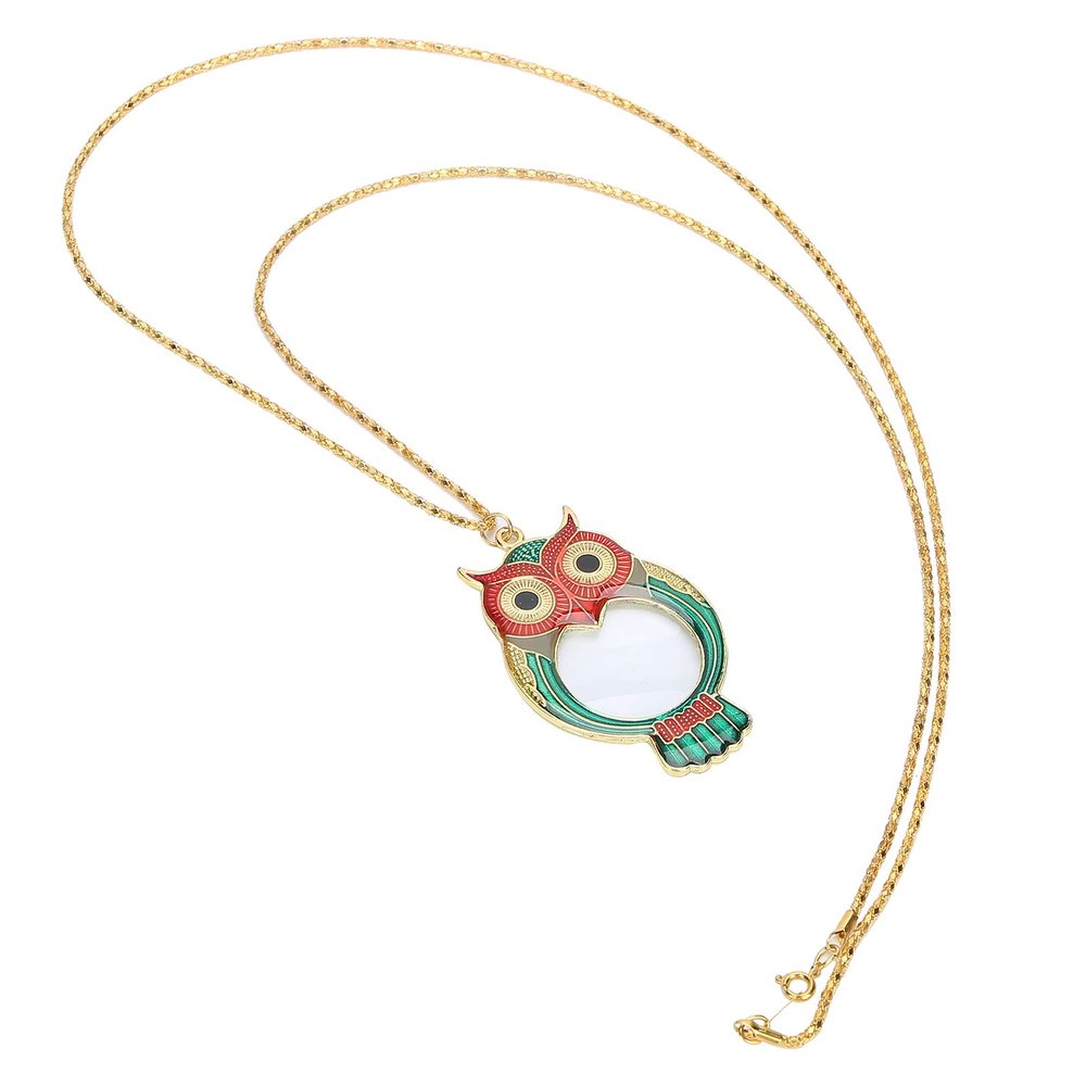 Reading Pendant Magnifying Glass, 10x Cute Owl Pattern Necklace Magnifying Glass MagnifiersVisual Impairment Aids