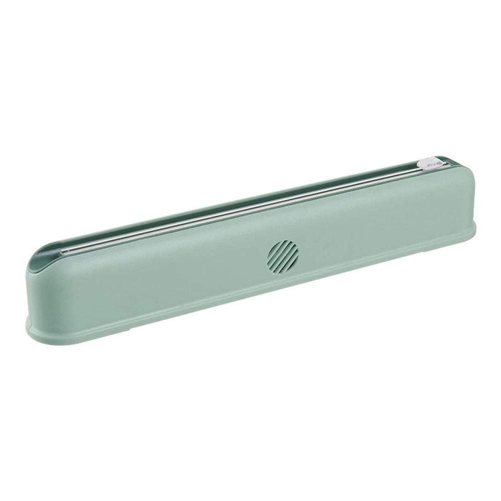 Cling Film Cutter,Reusable Food Wrap Cutter Plastic Wrap Dispenser with Slide Cutter, Refillable Foil/FilmDispenser,forClingWrapAluminum Foil, Wax Paper (Color : Green, Size : 38.6x5.7x6.2cm)