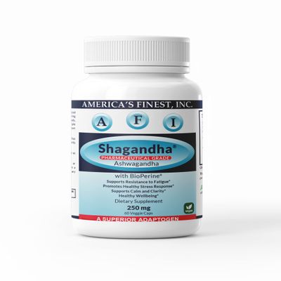 AFI Shagandha Ashwagandha Root Extract Supplement 250 mg | Herbal Ashwagandha for Stress Support, Energy & Overall Wellness | Vegan, Non-GMO, Dairy, Soy and Gluten Free | Made in USA - 60 Capsules