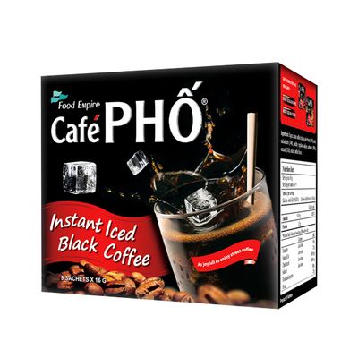 Cafe Pho Vietnamese Instant Coffee Mix, Iced Black Coffee, Cafe Den Da, Single Serve Coffee Packets, Box of 9 Sachets, Pack of 1