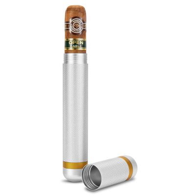 hancigar Cigar Tube Silver Air Tight Travel Cigar Humidor Case (Silvery) Gifts for Men