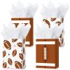 16 Pcs Sports Party Gift Bags with Tissue Paper Baseball Football Soccer Basketball Gift Goodie Favor Bags with Handle for Baseball Theme Party Girls Boys Birthday Decoration (Dark Brown, Football) view 1